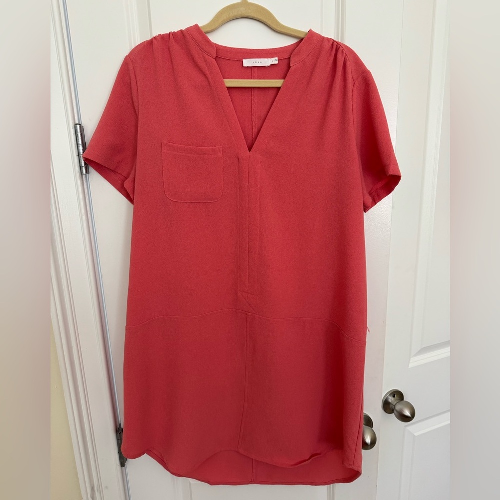 Lush Coral V-Neck Dress